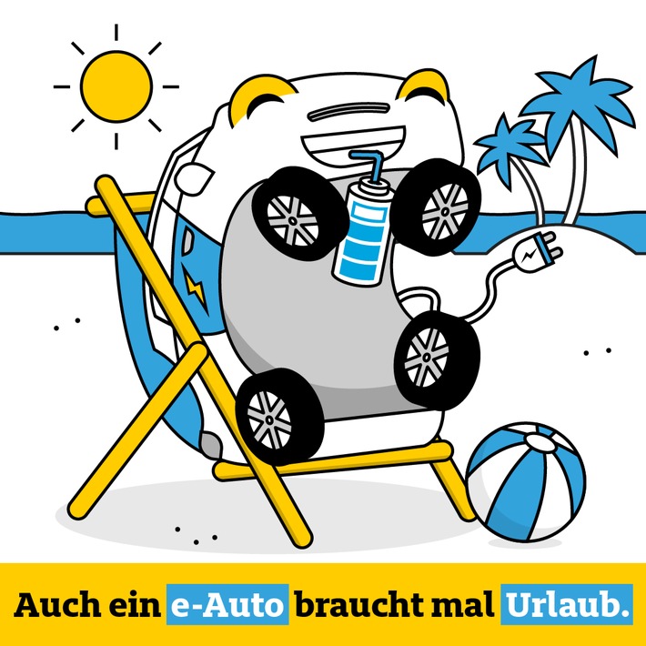 Auch ein Elektroauto braucht mal Urlaub.Perfekt für lange Urlaubsfahrten: Nutzer der ADAC e-Charge Karte bekommen 5 % Rabatt auf Clubmobile der ADAC Autovermietung. Weiterer Text über ots und www.presseportal.de/nr/122834 / Die Verwendung dieses Bildes ist für redaktionelle Zwecke honorarfrei. Veröffentlichung bitte unter Quellenangabe: “obs/ADAC SE”