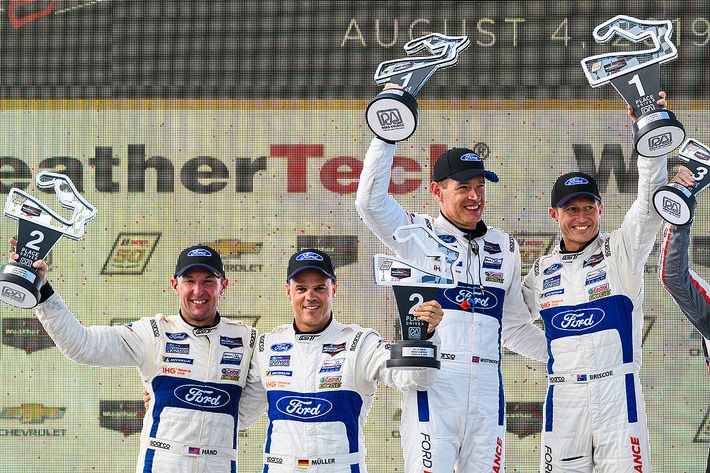 Ford Chip Ganassi Racing feiert mit dem Ford GT Doppelsieg in Road America: Ryan Briscoe/Richard Westbrook melden sich im Ford GT mit der Startnummer 67 zurück im Titelkampf der IMSA-Serie. Weiterer Text über ots und www.presseportal.de/nr/6955 / Die Verwendung dieses Bildes ist für redaktionelle Zwecke honorarfrei. Veröffentlichung bitte unter Quellenangabe: “obs/Ford-Werke GmbH/Ford CGR”