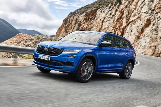 SKODA auf der Essen Motor Show 2019: Der KODIAQ RS trägt als erstes echtes Highperformance-SUV der Marke das Gütesiegel ,RS‘. Weiterer Text über ots und www.presseportal.de/nr/28249 / Die Verwendung dieses Bildes ist für redaktionelle Zwecke honorarfrei. Veröffentlichung bitte unter Quellenangabe: „obs/Skoda Auto Deutschland GmbH“