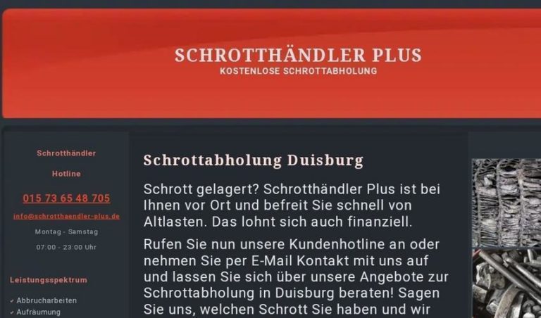 Kostenlos Schrottabholung Duisburg und gesamte Umgebung
