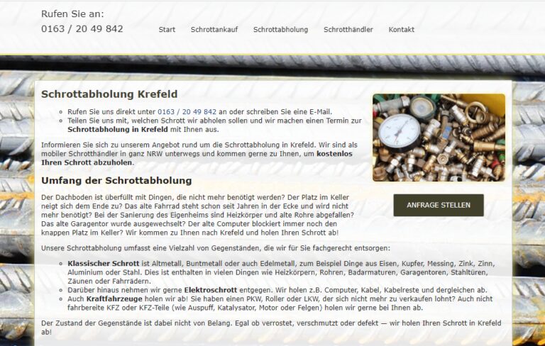 Schrottabholung Krefeld – Sammeln Sie genau alle Arten von Schrott
