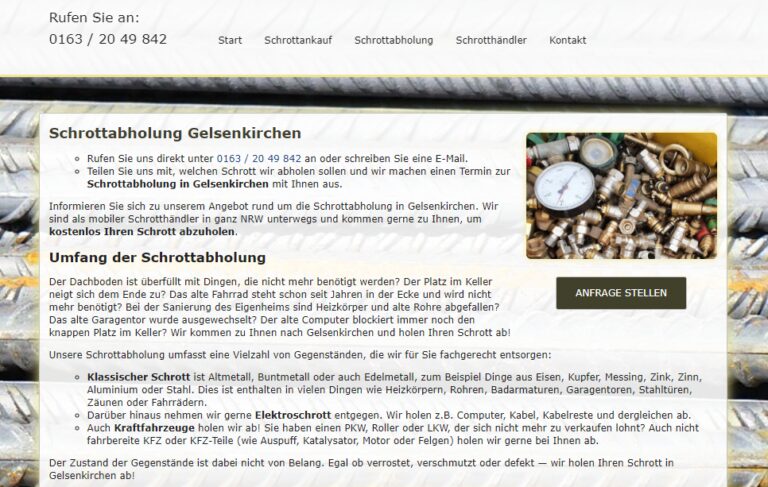 Schrottabholung in Gelsenkirchen : Schrotthandel und Demontage garantiert den Schrottankauf zu aktuellen Tagespreisen