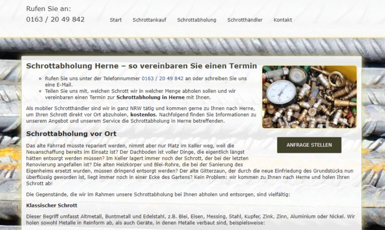 Die Schrottabholung in Herne bietet die Abholung von Schrott sowie den Ankauf von Metallschrott in ganz NRW – Schrott-Ankauf-NRW