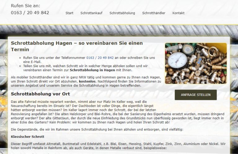 Die Schrottabholung Hagen kauft Schrott aller Art und holt ihn direkt beim Kunden ab – Schrott-Ankauf-NRW