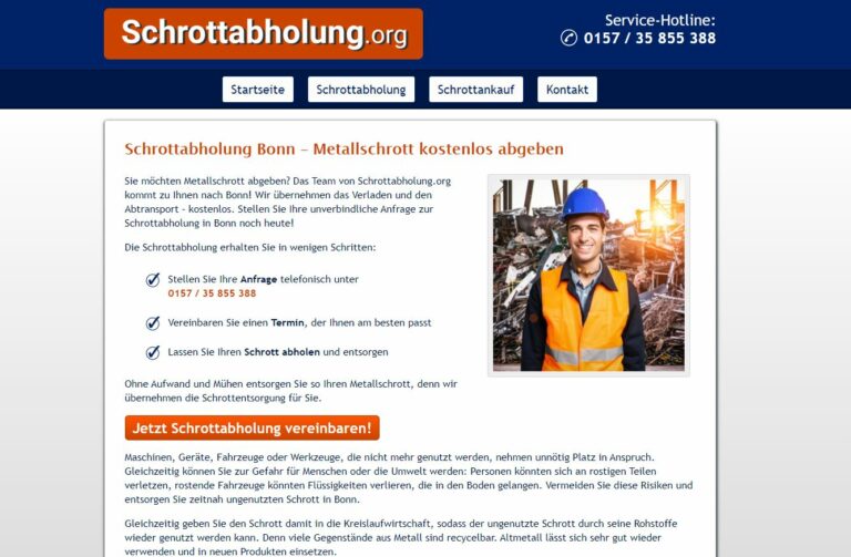 Schrottabholung in Bonn: Service zur Abholung von Schrott in Nordrhein-Westfalen Privatkunden, Gewerbekunden